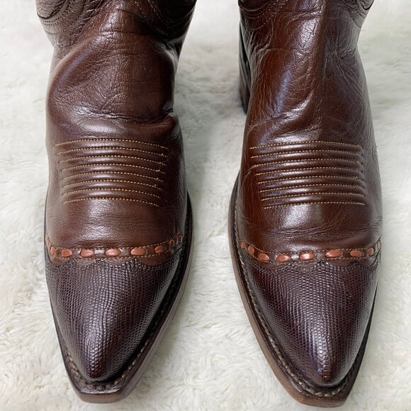 Lucchese 1883 Men's Brown Leather Lizard Western Cowboy Boots Size 9 - Picture 4 of 10